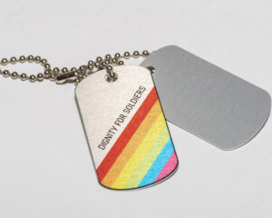 Dog tags representing Dignity for Soldiers.