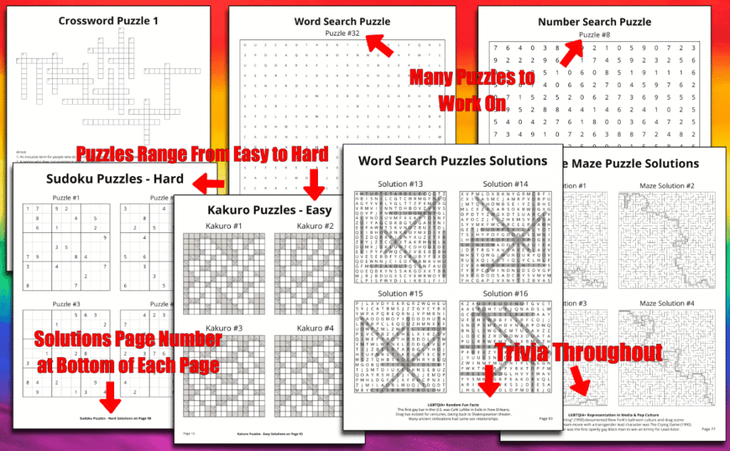 Gay Puzzle Book Interior Images